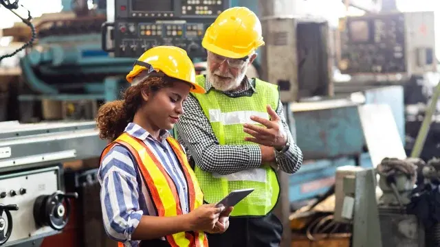 Maschinenbauingenieure, die Metalldrehmaschinen bedienen