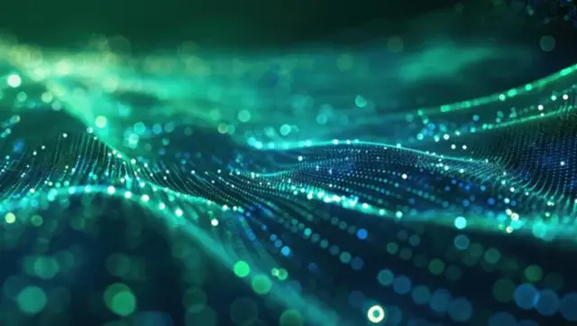 Digital technology speed connect blue green background, cyber nano information, abstract communication, innovation future tech data, internet network connection, Ai big data, line dot illustration 3d --ar 3:2 Job ID: 232e3446-ae3a-4728-b106-133d0d37daad